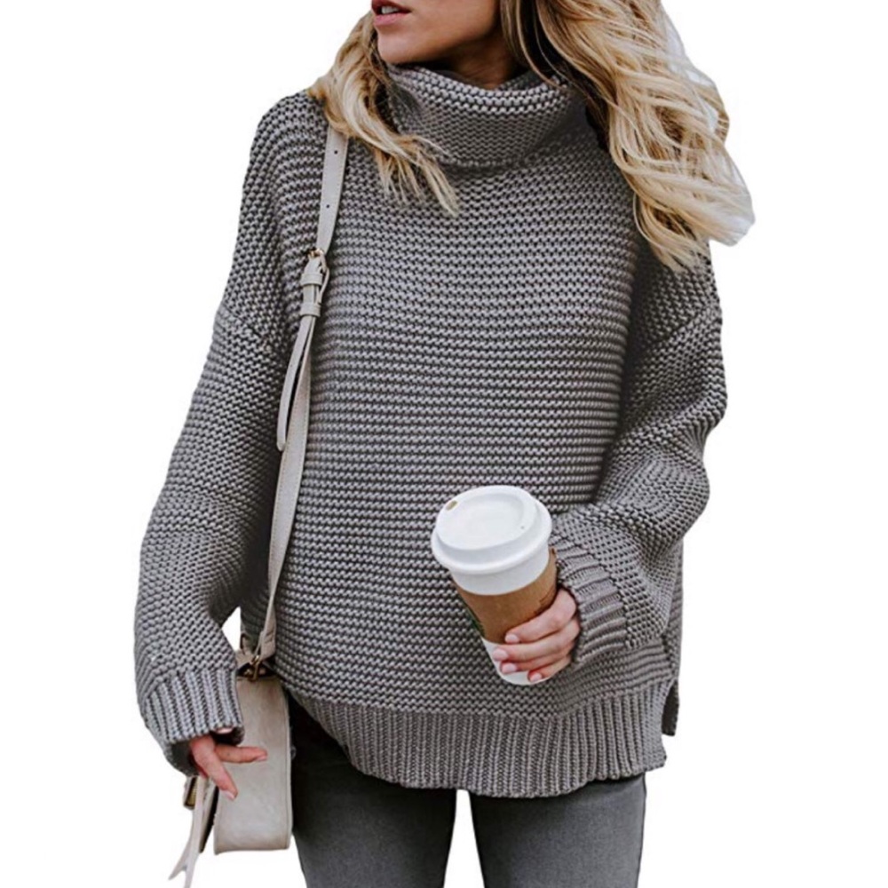 Chunky turtle neck cable knit sweater